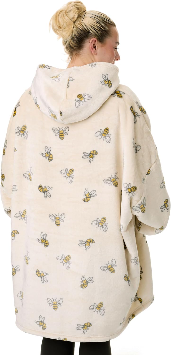 Disney Wearable Blanket Hoodie | Adults Hooded Pullover with Eeyore, The Lion King, Winnie the Pooh Mickey Mouse Themed Print One Size Sherpa Lined Loungewear with Pockets