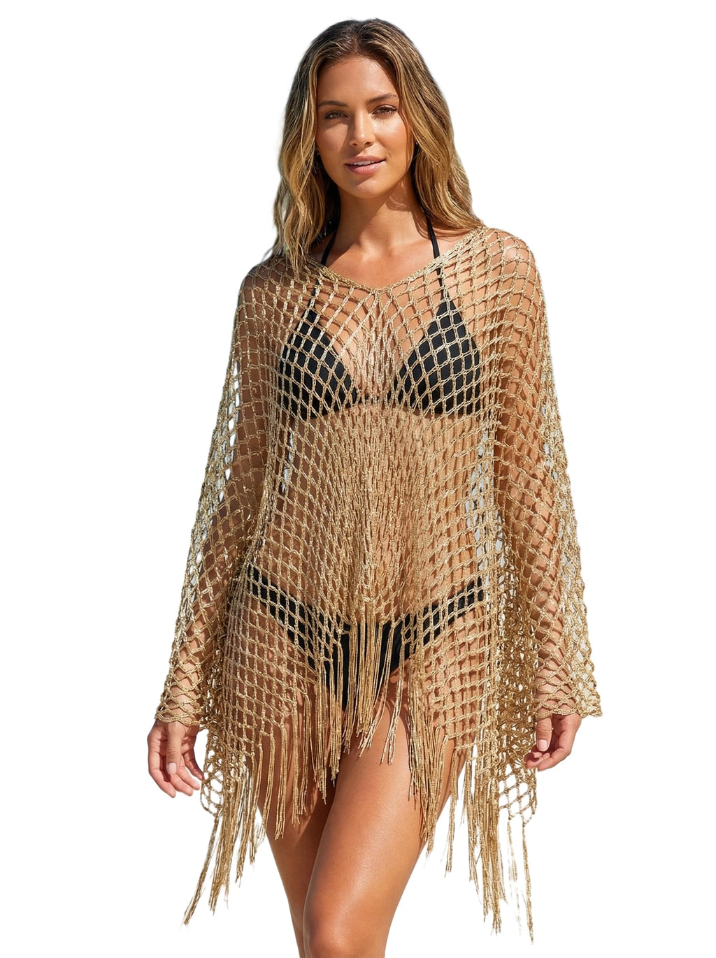 Women Beach Crochet Cover Up Dress Swimsuit Bikini Openwork Beach Cover Up Summer Sheer Dress.
