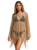Women Beach Crochet Cover Up Dress Swimsuit Bikini Openwork Beach Cover Up Summer Sheer Dress.