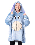 Disney Wearable Blanket Hoodie | Adults Hooded Pullover with Eeyore, The Lion King, Winnie the Pooh Mickey Mouse Themed Print One Size Sherpa Lined Loungewear with Pockets